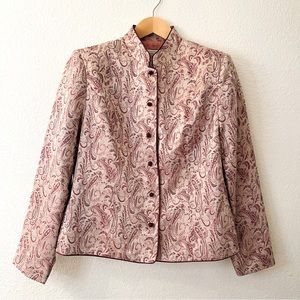 Paisley Brocade Nehru Short Jacket Pink Burgundy